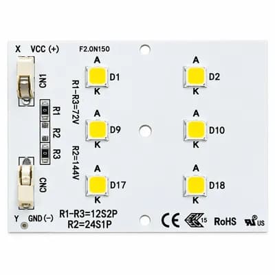 Placa LED (PCB) 24 LEDs SMD 5050 100W - Módulo Bicolor 72V - VCC 5000K Branco Neutro - Miniatura 2