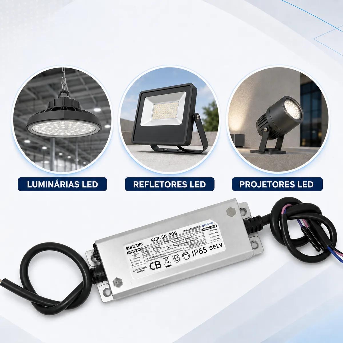 Driver Fonte para Luminária LED 50W Suncom - Saída 30V a 72V Bivolt 127/220V - Imagem 3