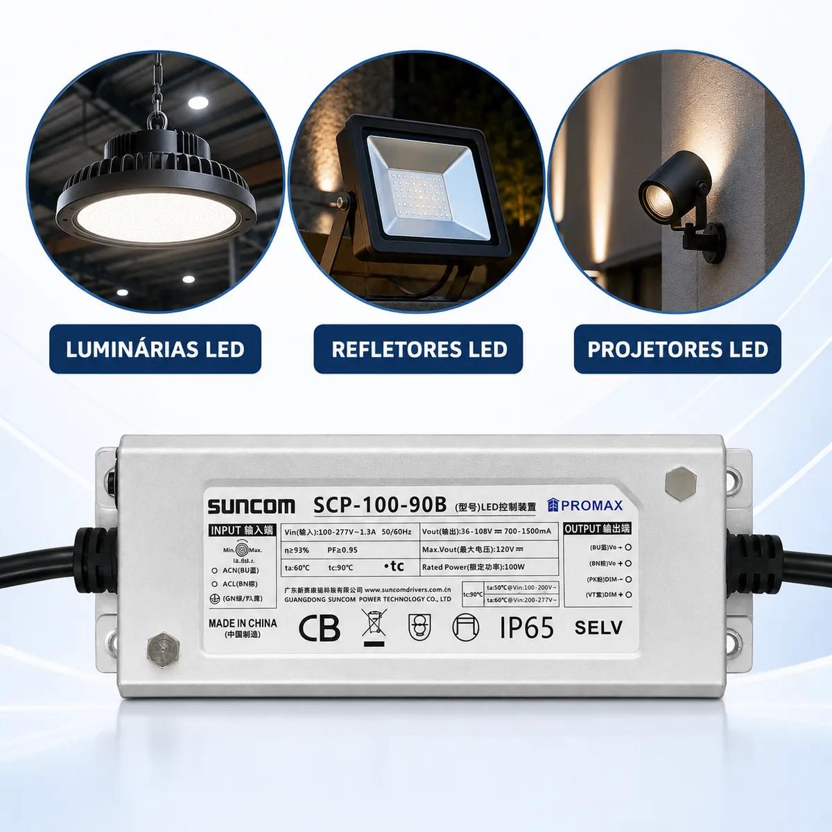 Driver Fonte para Luminária LED 100W Suncom - Saída 36V a 108V Bivolt 127/220V - Imagem 3